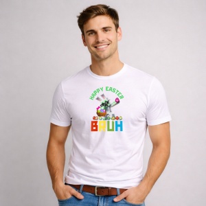 Tricou Paste Bunny Gamer Dab Paste Happy Easter Bruh, din bumbac 100%, tricou alb, Copii | Dama | Barbat - Img 2