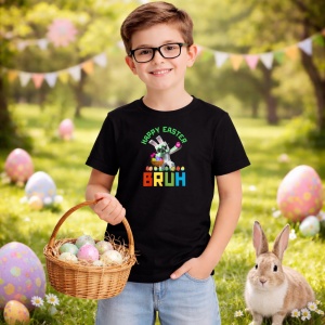Tricou Paste Bunny Gamer Dab Paste Happy Easter Bruh, din bumbac 100%, tricou negru, Copii | Dama | Barbat - Img 5