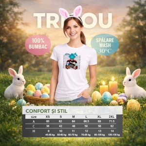 Tricou Paste Bunny Horror Mugshot Hat Funny Easter Parody, din bumbac 100%, tricou alb, Copii | Dama | Barbat - Img 8