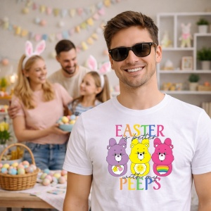 Tricou Paste Care Bears Paste Easter Peeps Colorati, din bumbac 100%, tricou alb, Copii | Dama | Barbat - Img 7