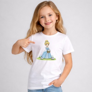 Tricou Paste Cinderella Paste Rochie Albastra Cos Oua Decorative, din bumbac 100%, tricou alb, Copii | Dama | Barbat