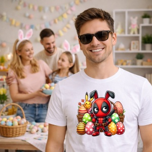 Tricou Paste Deadpool Paste Oua Colorate Iepuras, din bumbac 100%, tricou alb, Copii | Dama | Barbat - Img 7