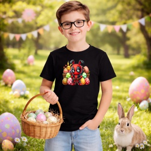 Tricou Paste Deadpool Paste Oua Colorate Iepuras, din bumbac 100%, tricou negru, Copii | Dama | Barbat - Img 5