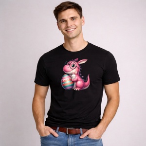 Tricou Paste Dino Roz Paste Ou Colorat Dragut, din bumbac 100%, tricou negru, Copii | Dama | Barbat - Img 2