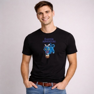 Tricou Paste Easter Adventure Pisica Cos Oua Colorate, din bumbac 100%, tricou negru, Copii | Dama | Barbat