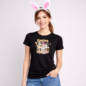 Tricou Paste Easter Girls Grup Fashion Pastel Aesthetic, din bumbac 100%, tricou negru, Copii | Dama | Barbat - Img 3