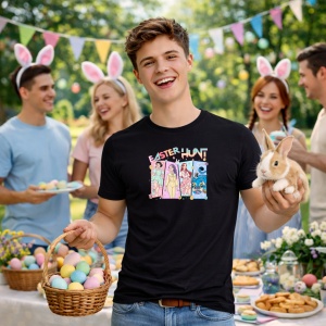 Tricou Paste Easter Hunt Kpop Girls Grup Oua Colorate, din bumbac 100%, tricou negru, Copii | Dama | Barbat - Img 7