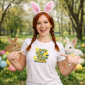 Tricou Paste Easter Is More Fun With My Peeps Galben Iepuras, din bumbac 100%, tricou alb, Copii | Dama | Barbat - Img 8