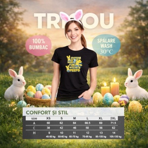 Tricou Paste Easter Is More Fun With My Peeps Galben Iepuras, din bumbac 100%, tricou negru, Copii | Dama | Barbat - Img 8