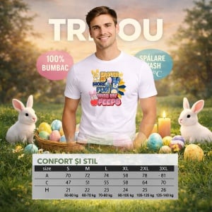 Tricou Paste Easter Is More Fun With My Peeps Iepurasi Roz, din bumbac 100%, tricou alb, Copii | Dama | Barbat - Img 6