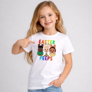 Tricou Paste Easter Peeps Stil Desen Animat, din bumbac 100%, tricou alb, Copii | Dama | Barbat - Img 2