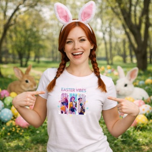 Tricou Paste Easter Vibes Kpop Grup Fashion Pastel, din bumbac 100%, tricou alb, Copii | Dama | Barbat - Img 9