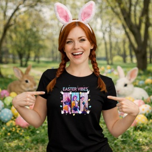 Tricou Paste Easter Vibes Kpop Grup Fashion Pastel, din bumbac 100%, tricou negru, Copii | Dama | Barbat - Img 9