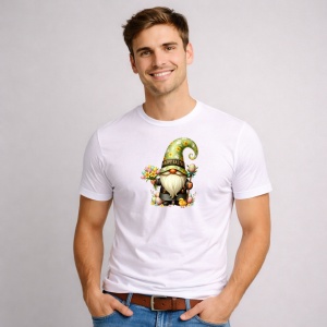 Tricou Paste Gnom Paste Cu Flori Si Oua Happy Easter Decor, din bumbac 100%, tricou alb, Copii | Dama | Barbat