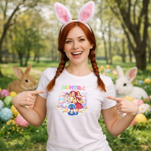 Tricou Paste Huntrix Kpop Easter Grup Cu Mascota Cute, din bumbac 100%, tricou alb, Copii | Dama | Barbat - Img 9