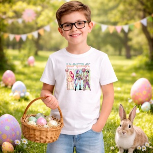 Tricou Paste Huntrix Kpop Girls Easter Fashion Grup Aesthetic, din bumbac 100%, tricou alb, Copii | Dama | Barbat - Img 7