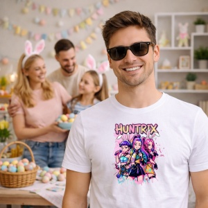 Tricou Paste Huntrix Kpop Girls Easter Stil Anime, din bumbac 100%, tricou alb, Copii | Dama | Barbat - Img 5