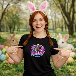 Tricou Paste Huntrix Kpop Grup Easter Design Colorat, din bumbac 100%, tricou negru, Copii | Dama | Barbat - Img 9