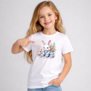 Tricou Paste Iepuras Paste Ceasca Oua Colorate Primavara, din bumbac 100%, tricou alb, Copii | Dama | Barbat