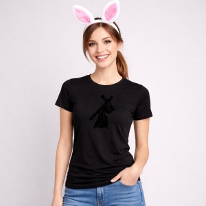 Tricou Paste Isus Cu Cruce Silueta Simbol Crestin Religios, din bumbac 100%, tricou negru, Copii | Dama | Barbat - Img 3