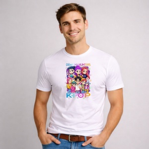 Tricou Paste Kpop Demon Hunters Anime Girl Grup Cute Style, din bumbac 100%, tricou alb, Copii | Dama | Barbat - Img 2