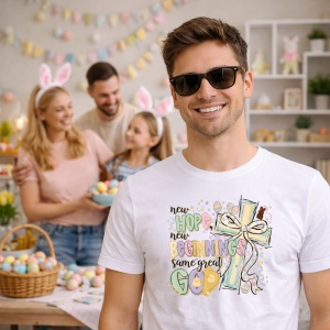 Tricou Paste Mesaj Easter Hope Beginnings Oua Pastel Decor, din bumbac 100%, tricou alb, Copii | Dama | Barbat - Img 7