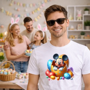 Tricou Paste Mickey Mouse Paste Ou Spart Colorat Decor, din bumbac 100%, tricou alb, Copii | Dama | Barbat - Img 7