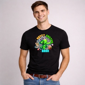 Tricou Paste Minecraft Happy Easter Gamer Oua Colorate Bruh, din bumbac 100%, tricou negru, Copii | Dama | Barbat - Img 2