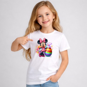 Tricou Paste Minnie Mouse Paste Ou Colorat Decorativ, din bumbac 100%, tricou alb, Copii | Dama | Barbat