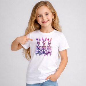 Tricou Paste Schelete Iepuras Pastel Trio Funny Dark Easter, din bumbac 100%, tricou alb, Copii | Dama | Barbat - Img 1