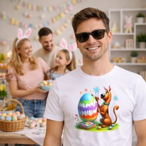Tricou Paste Scooby Doo Paste Ou Colorat Pictat, din bumbac 100%, tricou alb, Copii | Dama | Barbat - Img 7