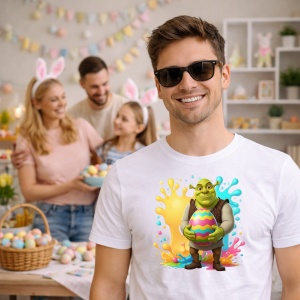 Tricou Paste Shrek Ou Urias Colorat Stropi Vopsea Paste, din bumbac 100%, tricou alb, Copii | Dama | Barbat - Img 7
