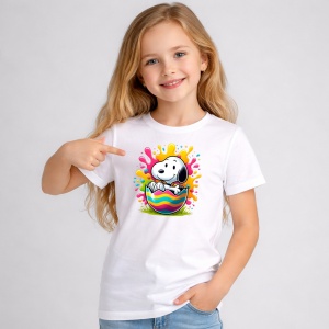 Tricou Paste Snoopy Paste Ou Colorat Pastel, din bumbac 100%, tricou alb, Copii | Dama | Barbat