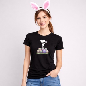 Tricou Paste Snoopy Paste Oua Colorate Echilibru Jucaus, din bumbac 100%, tricou negru, Copii | Dama | Barbat