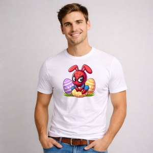 Tricou Paste Spiderman Iepuras Paste Oua Colorate, din bumbac 100%, tricou alb, Copii | Dama | Barbat - Img 2