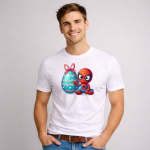 Tricou Paste Spiderman Paste Ou Mare Decorativ, din bumbac 100%, tricou alb, Copii | Dama | Barbat - Img 2