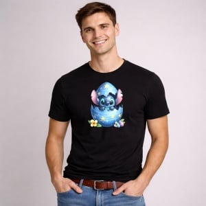 Tricou Paste Stitch Paste Ou Spart Colorat Iepuras, din bumbac 100%, tricou negru, Copii | Dama | Barbat - Img 2