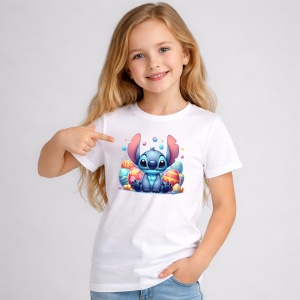 Tricou Paste Stitch Paste Oua Colorate Iepuras V2, din bumbac 100%, tricou alb, Copii | Dama | Barbat