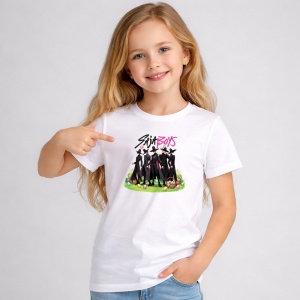 Tricou Paste Stray Kids Kpop Easter Grup Stil Dark, din bumbac 100%, tricou alb, Copii | Dama | Barbat - Img 2