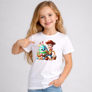 Tricou Paste Woody Toy Story Paste Iepuras Oua, din bumbac 100%, tricou alb, Copii | Dama | Barbat - Img 2