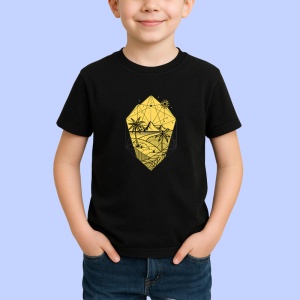 Tricou Peisaj Galben Cu Plaja, Copii | Dama | Barbat, culoare negru - Img 3
