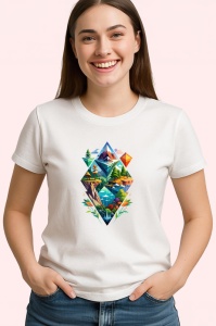 Tricou Peisaj Montan In Forme Geometrice, Copii | Dama | Barbat - Img 4