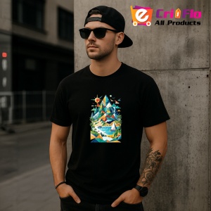 Tricou Peisaj Montan Triunghi Colorat, Copii | Dama | Barbat, culoare negru - Img 6