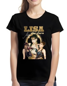 Tricou pentru dama - K-POP - Lisa Gold Star - Strălucire unică, Lisa BLACKPINK, design aurit.