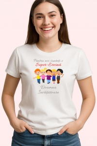 Tricou Pentru Noi Sunteti O Super-Eroina Doamna Invatatoare, din bumbac 100% , tricou alb pentru Dama - Img 2