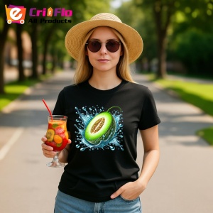 Tricou Pepene galben si jet de apa, Fructe, Copii | Dama, culoare negru - Img 9