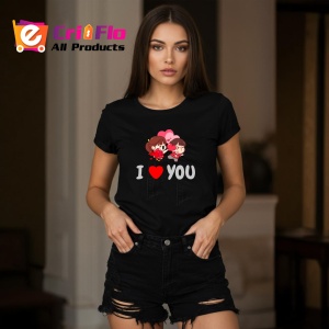 Tricou Perna I Love You Lovers, din bumbac 100%, tricou negru, Dama | Barbat - Img 5