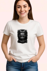 Tricou Personaj horror stil caricatura alb negru expresie intensa Copii | Dama | Barbat - Img 3