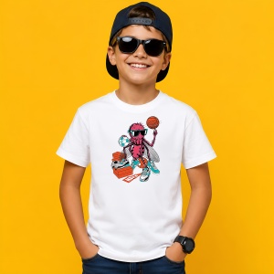 Tricou Personaj Insecta Baschetbalist Cu Ochelari, din bumbac 100% Copii | Dama | Barbat