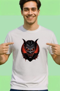 Tricou Personaj vampir sinistru cu fundal rosu intens Copii | Dama | Barbat - Img 2